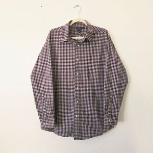 Croft & Barrow Purple Gray Gingham Button Up Shirt 17 ½ 34/35 Formal Preppy Men